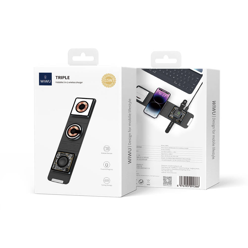 Wiwu Wi-W001 3in1 Katlanabilir Magnetik Kablosuz Şarj Standı Wiwu Wi-W001 3in1 Katlanabilir Magnetik Kablosuz Şarj Standı